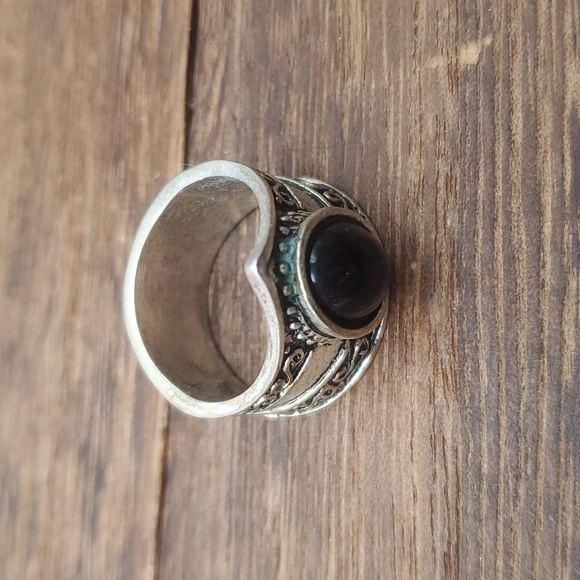 Sterling silver onyx royal ring size 11 R419 - Picture 2 of 5